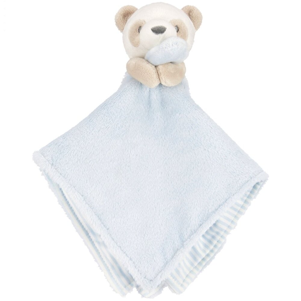 Carter's Plush Tan Blue Baby Panda Bear Security Blanket Lovey Striped Nunu NWT